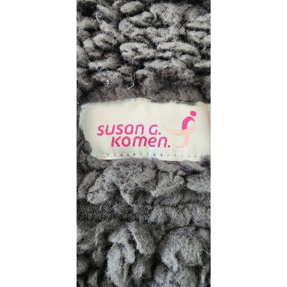 Susan G Komen Sweatshirt Womens Medium Black Sherpa Cozy Pullover Earth Yoga - Picture 8 of 13
